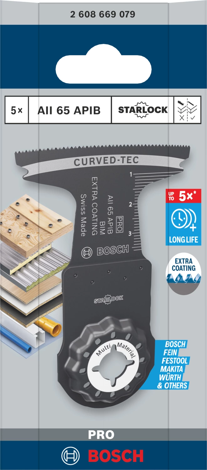 Bosch AII 65 APIB PRO lame de scie pour outil multifonctions pour le bois, les métaux non ferreux et le plastique (5 pièces)-image