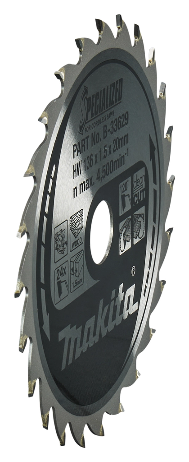 Makita B-33629 Lame de scie circulaire 136 x 20 x 24T - Bois-image