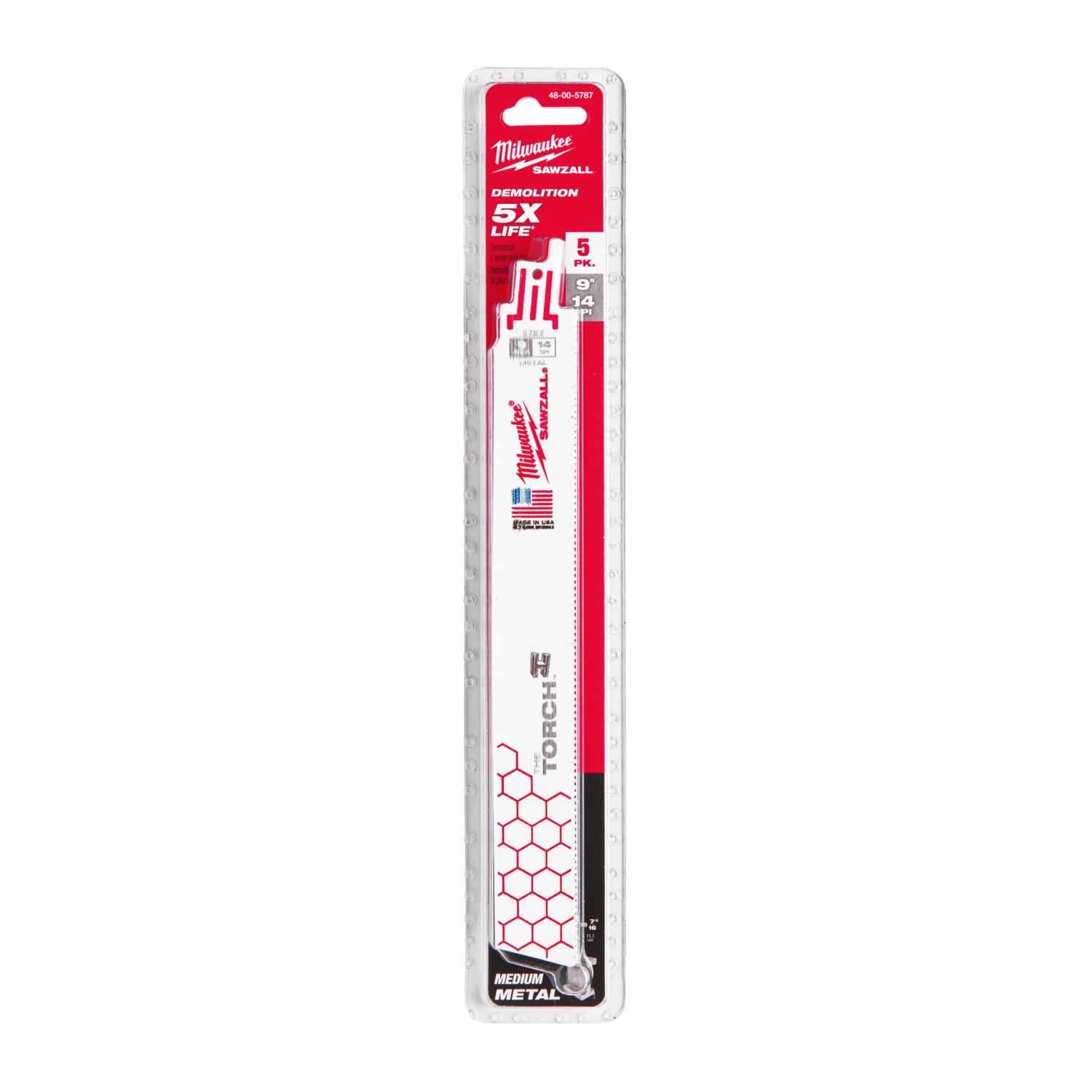 Milwaukee 48475787 Lame de scie alternative Sawzall TORCH - 230 x 14TPI - métal - 5 pcs.-image