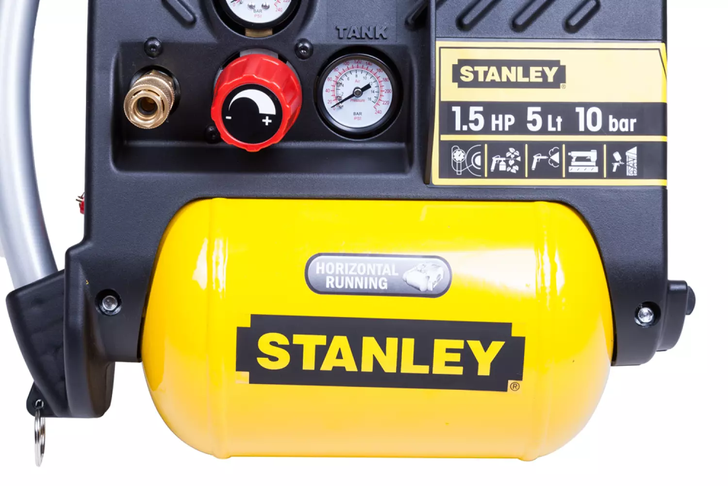 Stanley 8215250STN596 Compresseur - Sans huile - 10 bars + 6 pièces 9045717STN Jeu d'outils pneumatiques-image