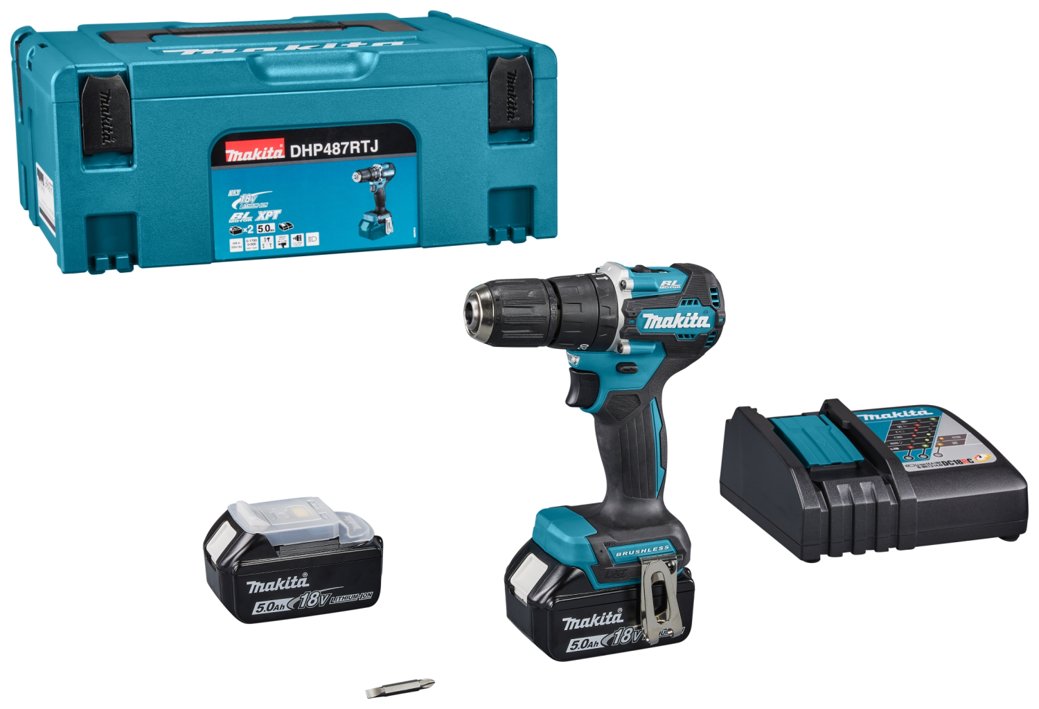 Makita DHP487RTJ 18V Li-Ion accu klopboor-/schroefmachine set (2x 5,0Ah) in Mbox - 13mm-image