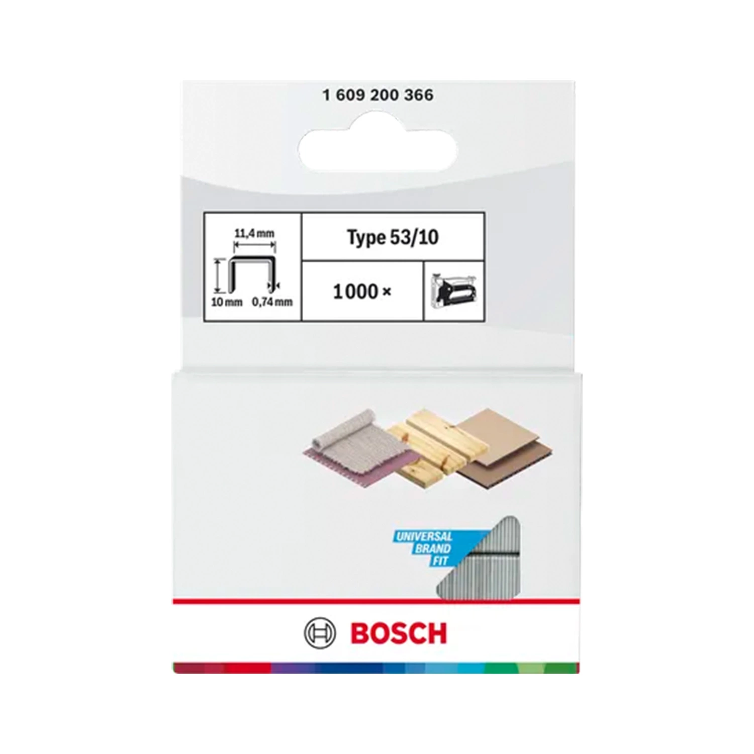 Bosch 1609200366 - Agrafe à fil fin de type 53- 11,4 x 0,74 x 10 mm 1000x