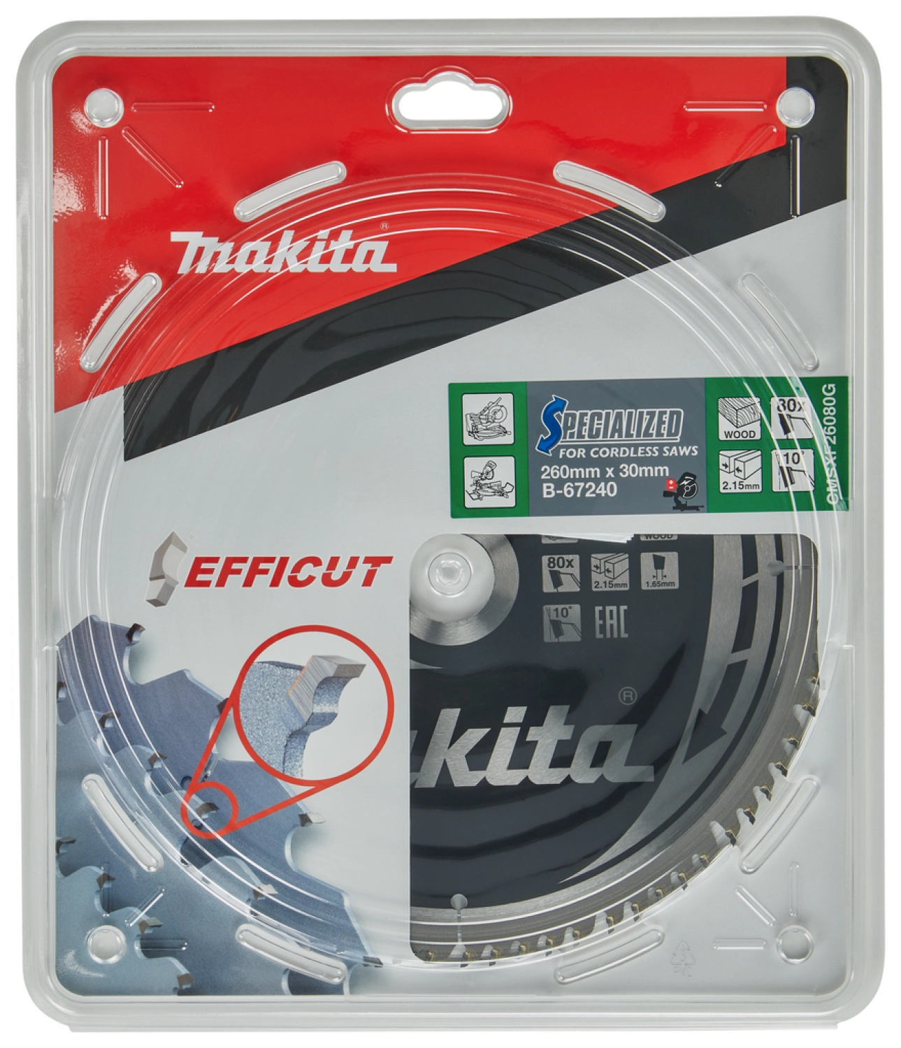 Makita B-67290 Efficut Afkortzaagblad - 260 x 30 x 80T - Hout-image