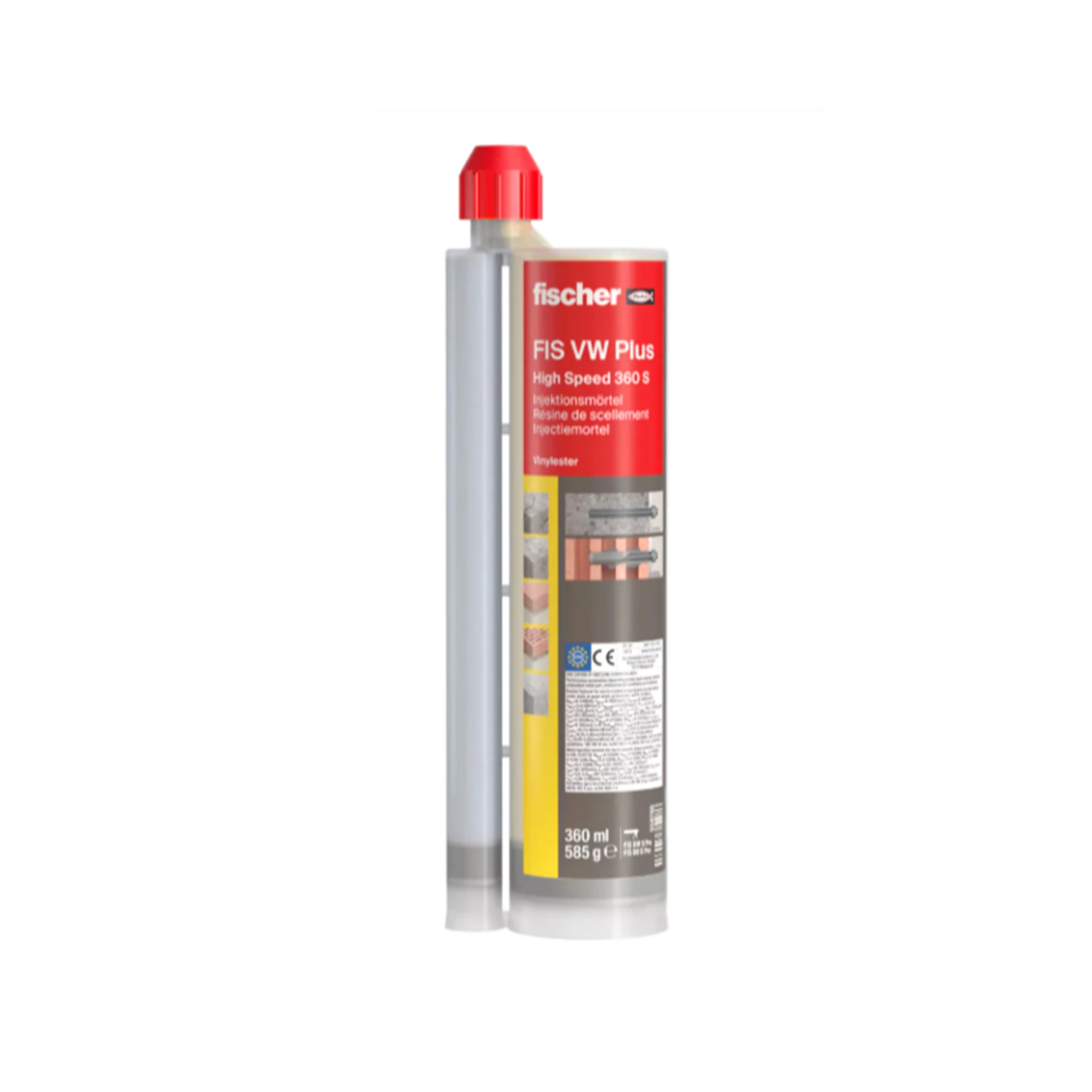 Fischer 558765 FIS VW Plus 360 S Mortier d'injection avec temps de durcissement court incl. 2 buses de mélange - 360ml-image