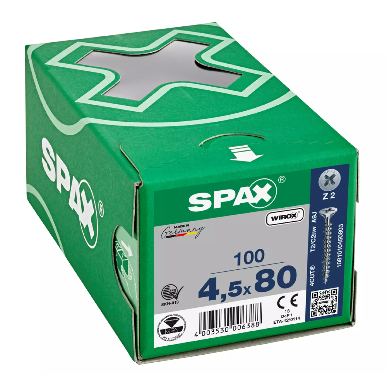 SPAX 1081010450803 Universele schroef - Verzonken kop - 4,5x80 - Voldraad - Kruiskop Z2 - WIROX - 100st-image