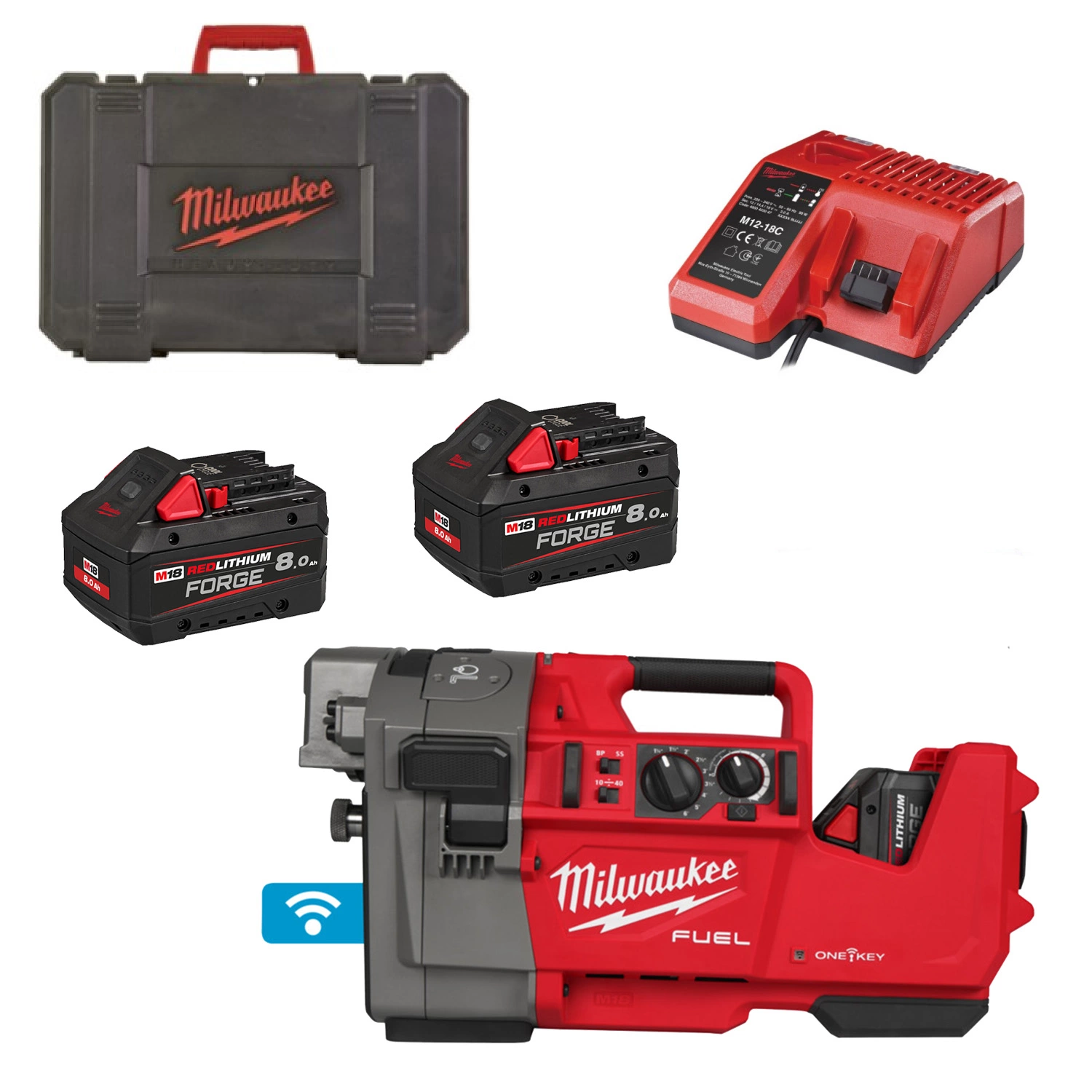 Milwaukee M18 FRGRO114-802C 18 V Li-ion batterie Kit rouleau à rainurer (2 batteries 8,0 Ah) dans un coffret-image
