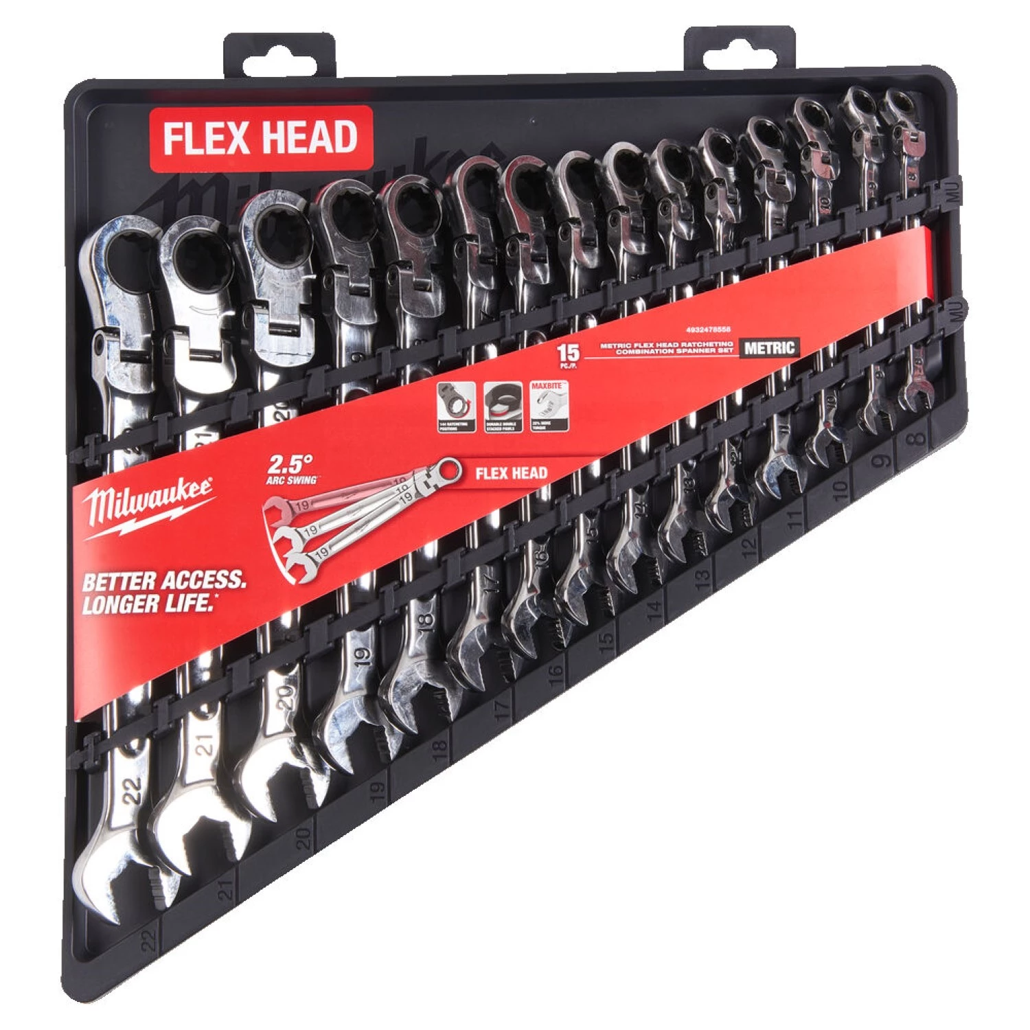 Milwaukee 4932478558 15-delige Ringratel-steeksleutel MAX BITE™ Flex - 8-22mm-image
