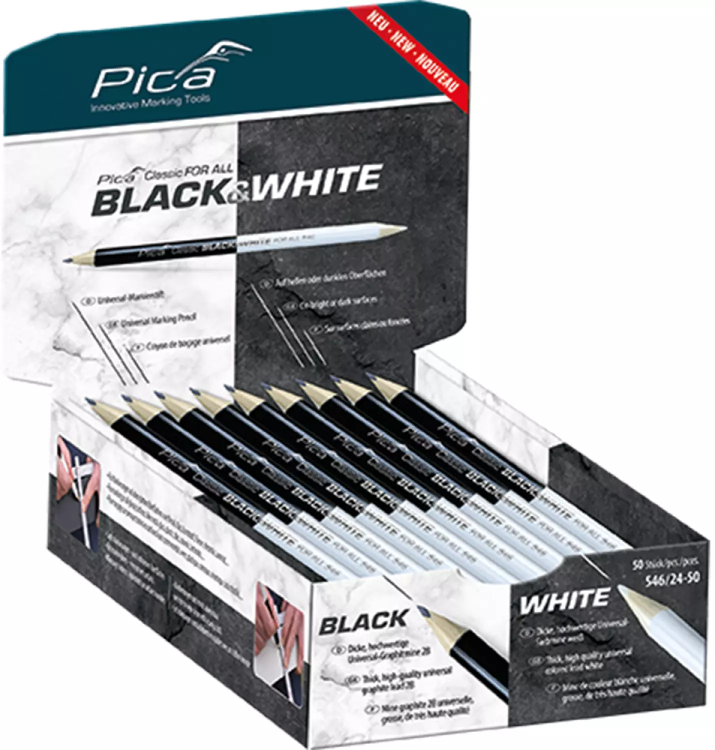 Pica 546/24 Crayon de couleur noir et blanc (50 pcs)-image