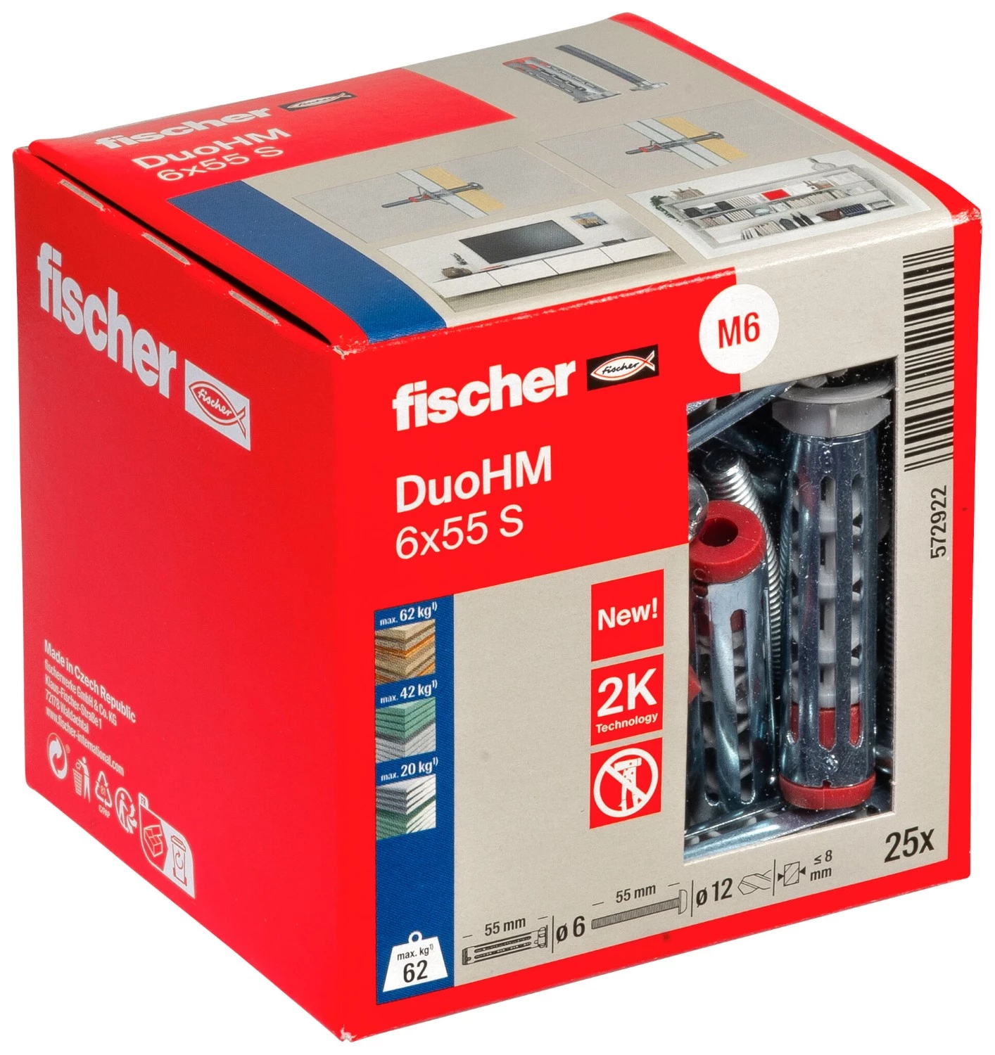 Fischer 572922 Hollewandplug DuoHM 6 X 55 S PH PZ, bolkopbout met PZ opname-image