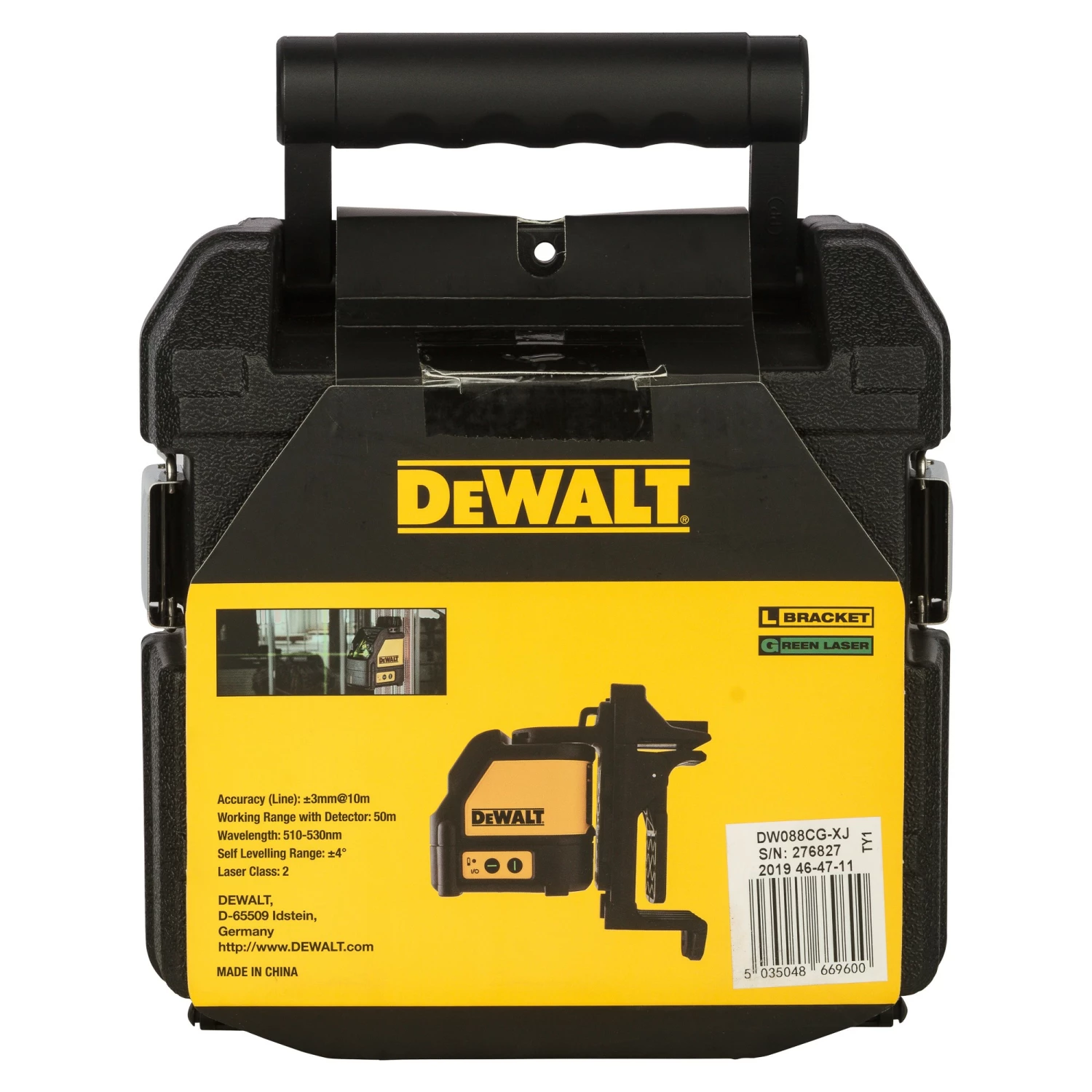 DeWALT DW088CG Laser à croix à nivellement automatique dans un coffret - 2 lignes - 15 m - Vert-image