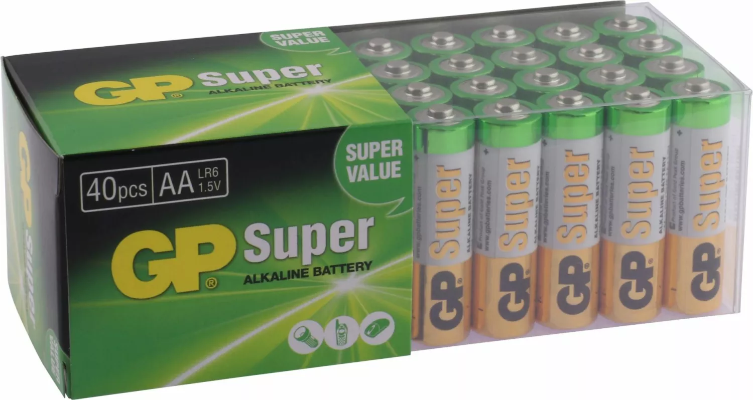 Piles GP Alkaline super - AA - 1,5V (40 pce)