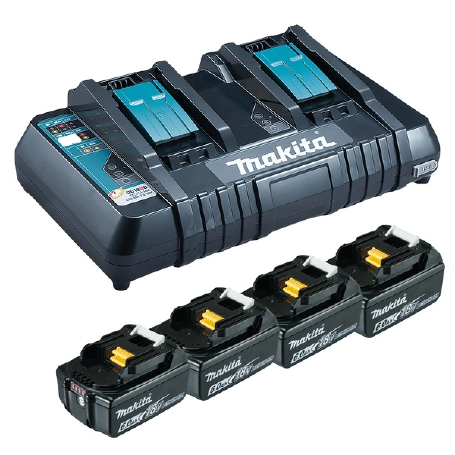 Makita 199485-6 - Set de batterie Li-Ion 18V (4x 6,0Ah) + chargeur-image