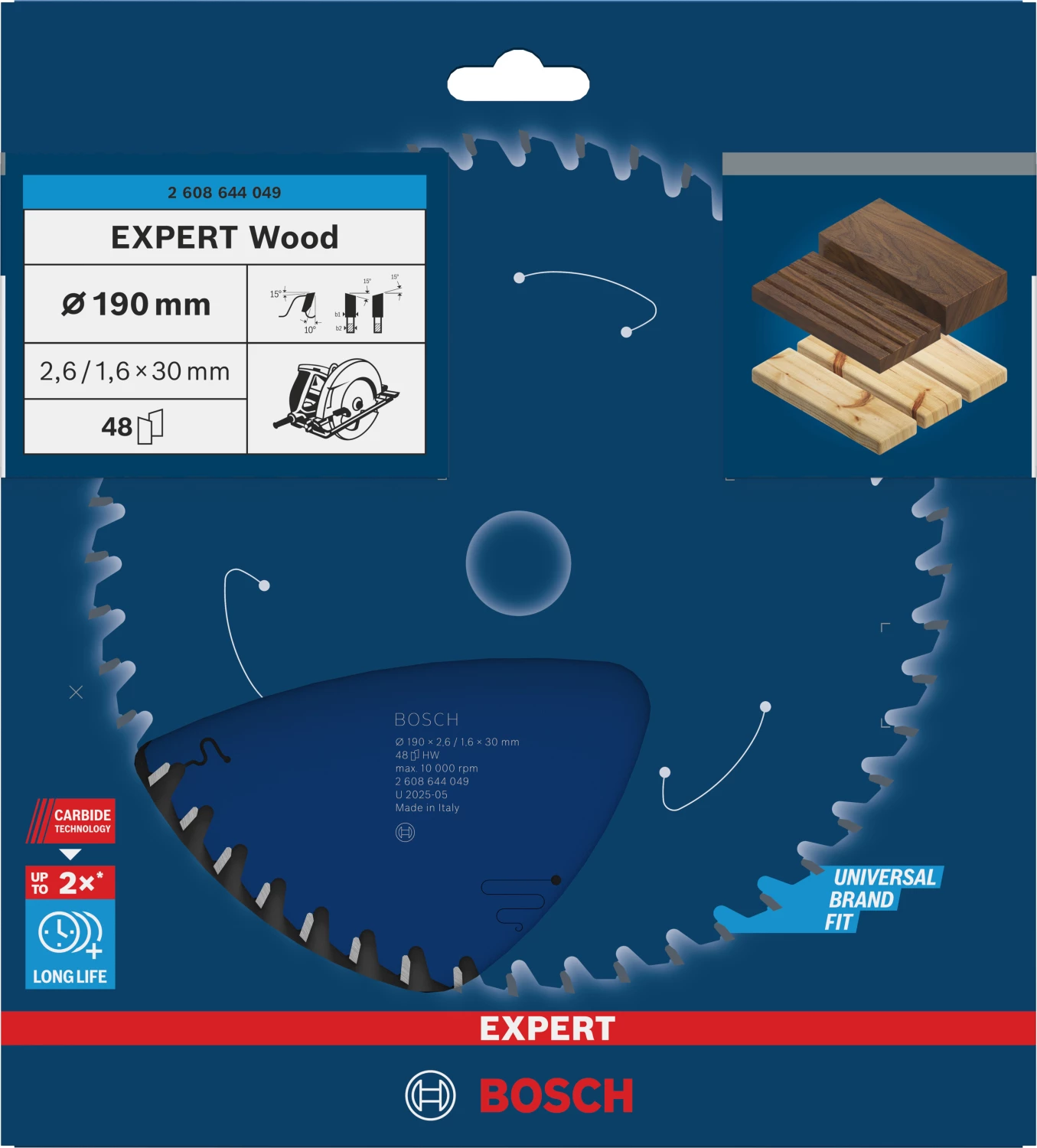 Bosch 2608644049 Expert Cirkelzaagblad - 190 x 30 x 48T - Hout - Carbide-image