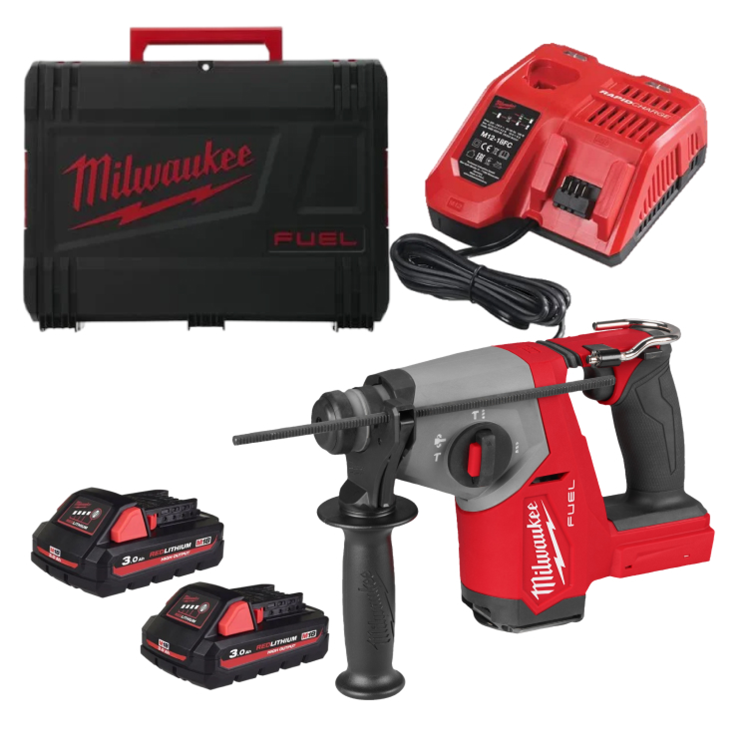Milwaukee M18 FHAC16-302X 18 V Li-ion batterie SDS-plus marteau combiné compact (2 batteries 3,0 Ah) dans un coffret HD - 1,7 J-image