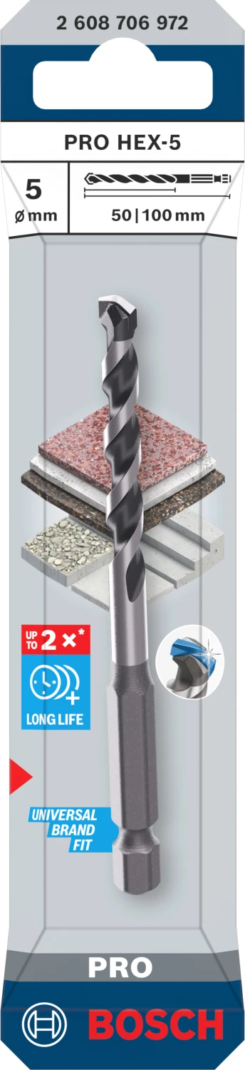 Bosch PRO 2608706972 Foret à béton HEX-5 - 5x50x100 mm-image