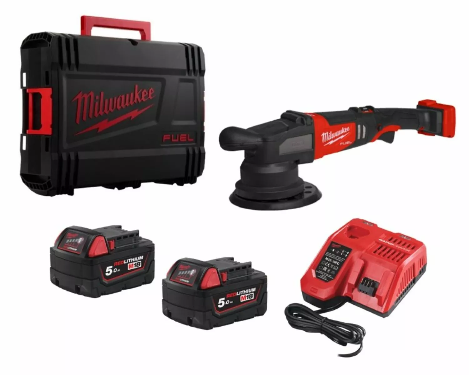 Milwaukee M18 FROP21-502X  18V Li-ion excentrische polijstmachine set (2x 5.0Ah) in HD Box - 150 mm-image