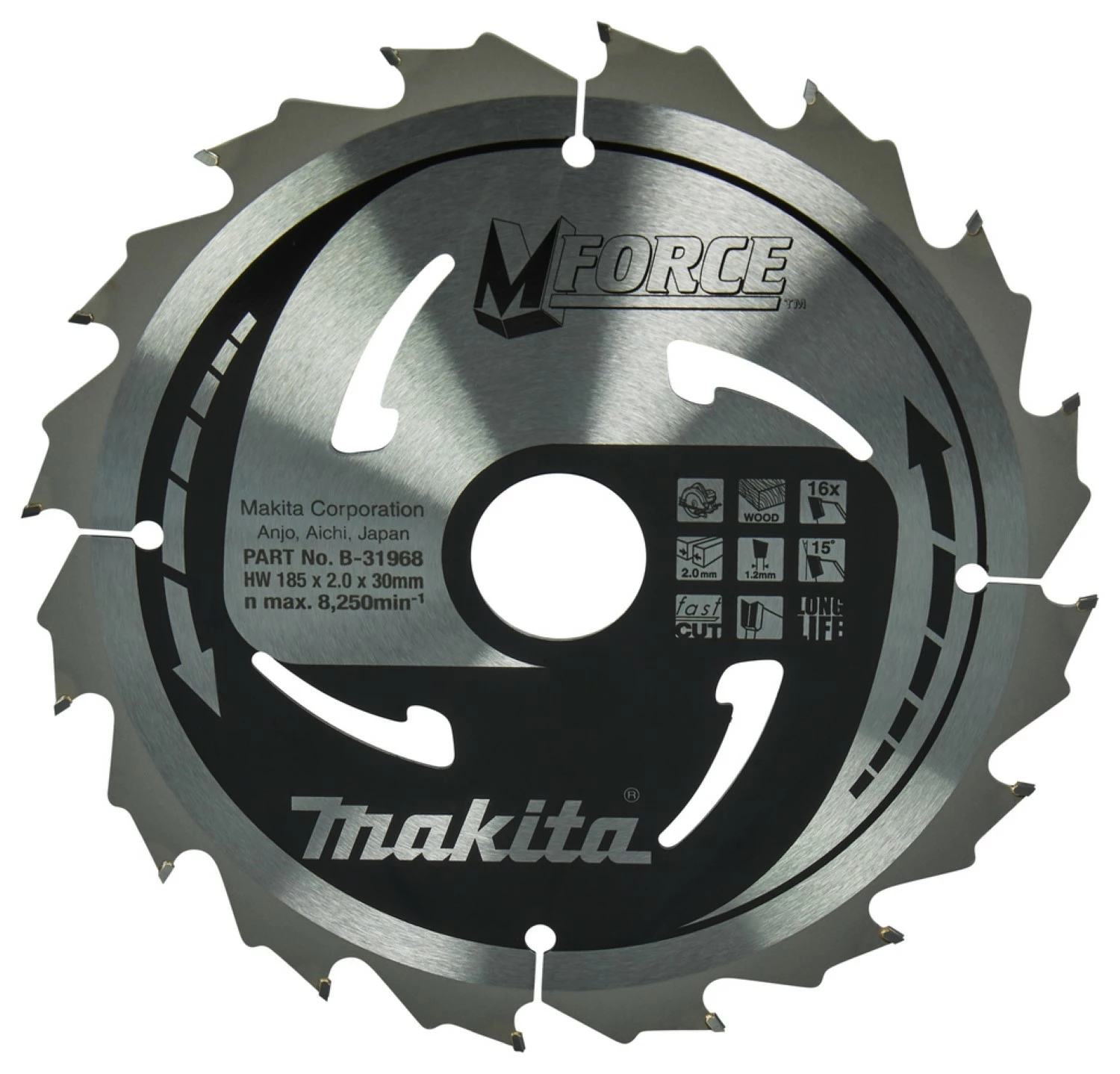 Makita B-31968 Mforce Cirkelzaagblad - 185 x 30 x 32T – Hout-image