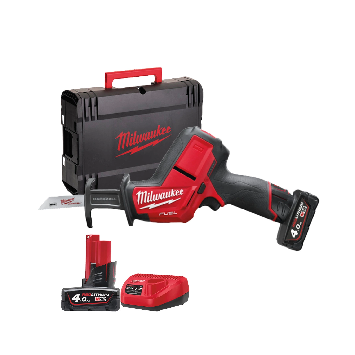 Milwaukee M12 CHZ-602X 12V Li-Ion accu reciprozaag set (2x 6.0Ah accu) in HD Box - snelwissel - koolborstelloos-image