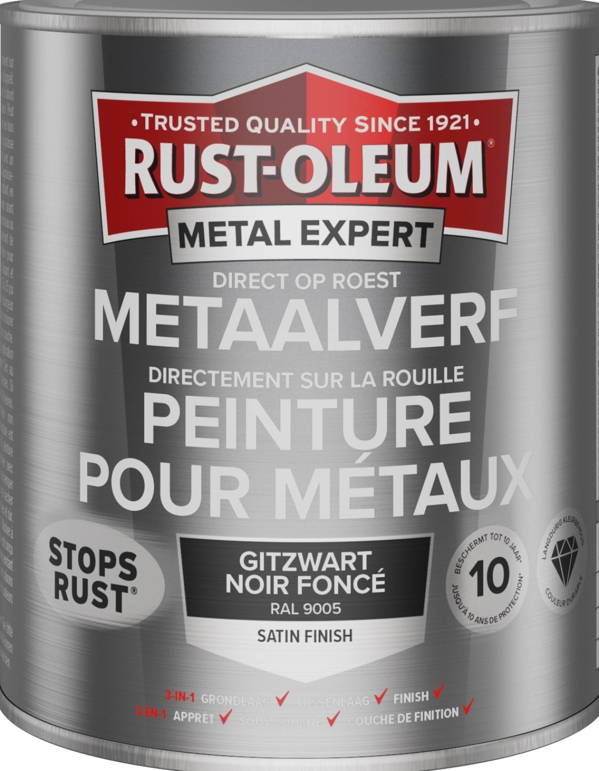 Rust-Oleum MetalExpert Zijdeglans - RAL 9005 gitzwart - 0,25L-image