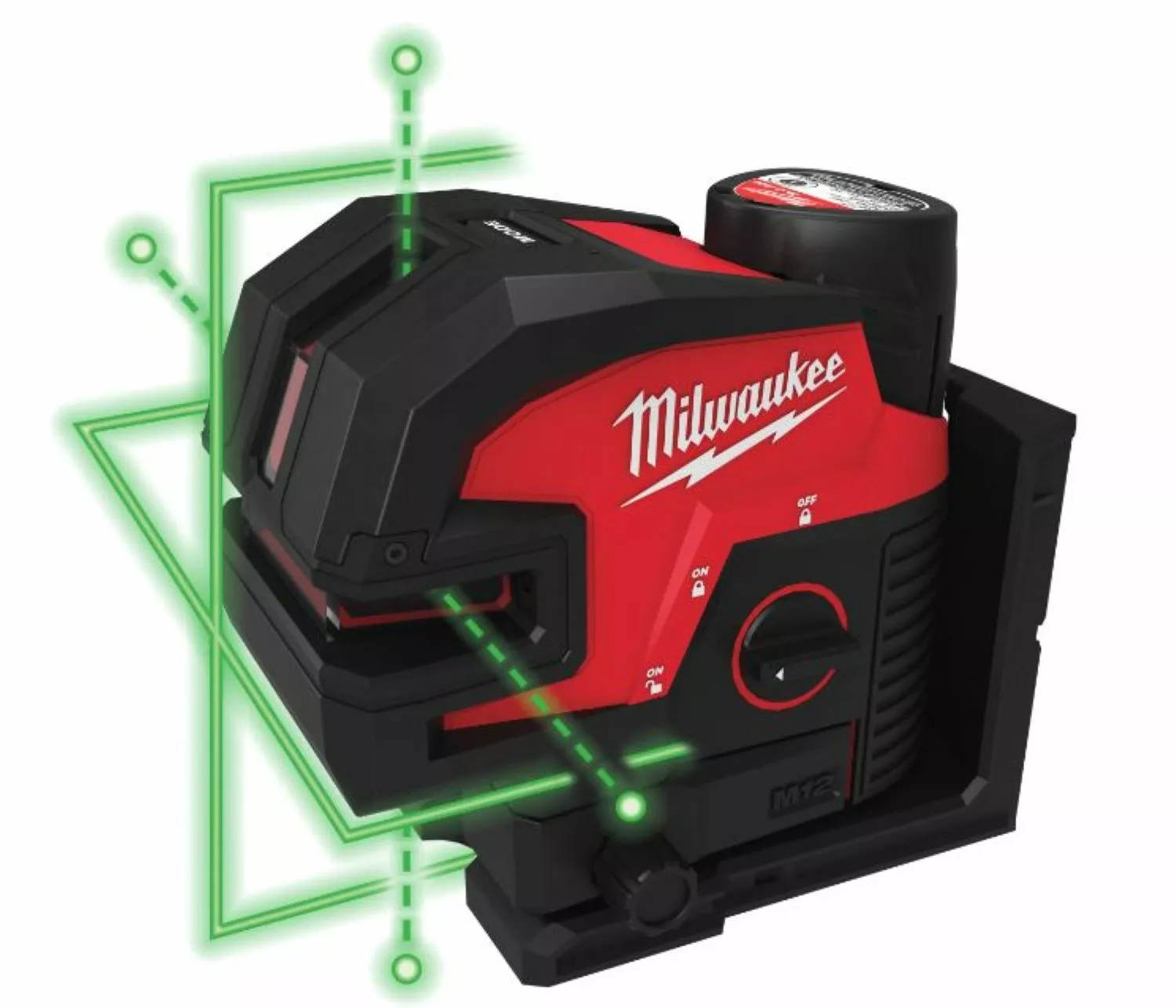 Milwaukee M12 CLL4P-0C 12V Li-Ion accu zelfnivellerende kruislijnlaser met 4 punten in transportkoffer - groen-image