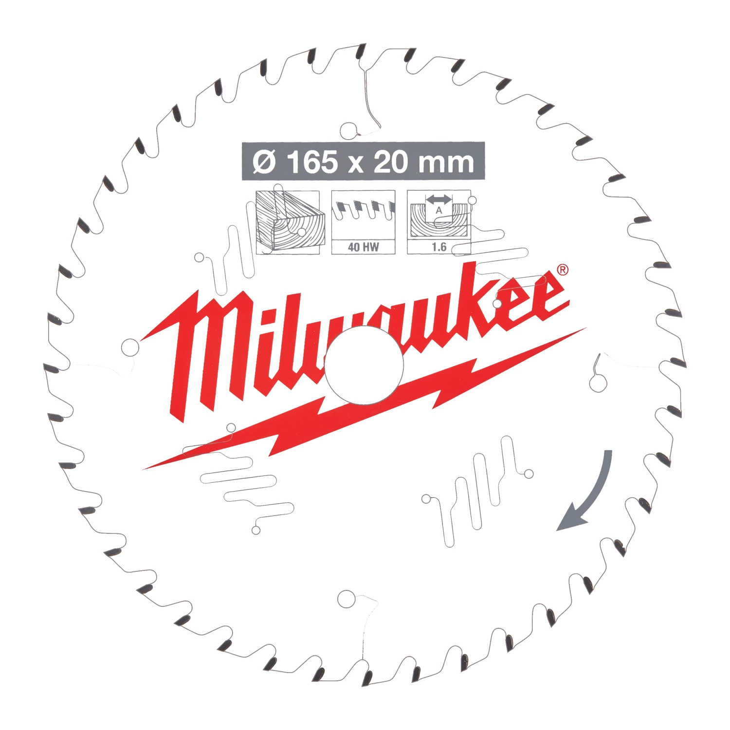 Milwaukee 4932471932 Cirkelzaagblad - 165x20x1,6mm - 40T