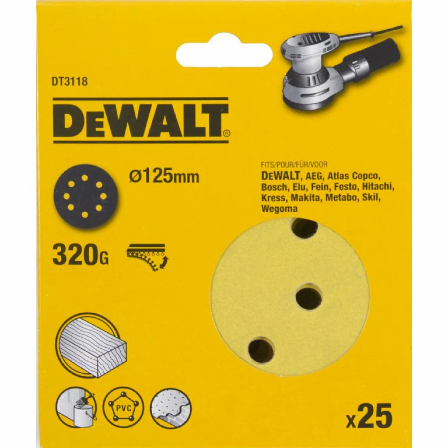 DeWALT DT3118 Schuurschijf - K320 - 125mm - 25st-image