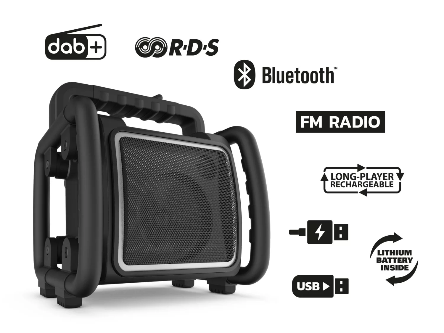 PerfectPro TEAMBOX TBX2 Bouwradio - FM RDS / DAB+ - AUX-in - bluetooth - oplaadbaar (ingebouwde lithium accu)-image