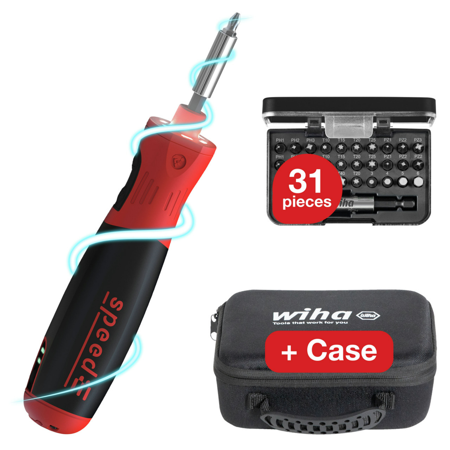 Wiha E-schoevendraaier SpeedE PocketDrive met Bitbox en tas + 7-delige Multitool PocketStar inbussleutelset-image