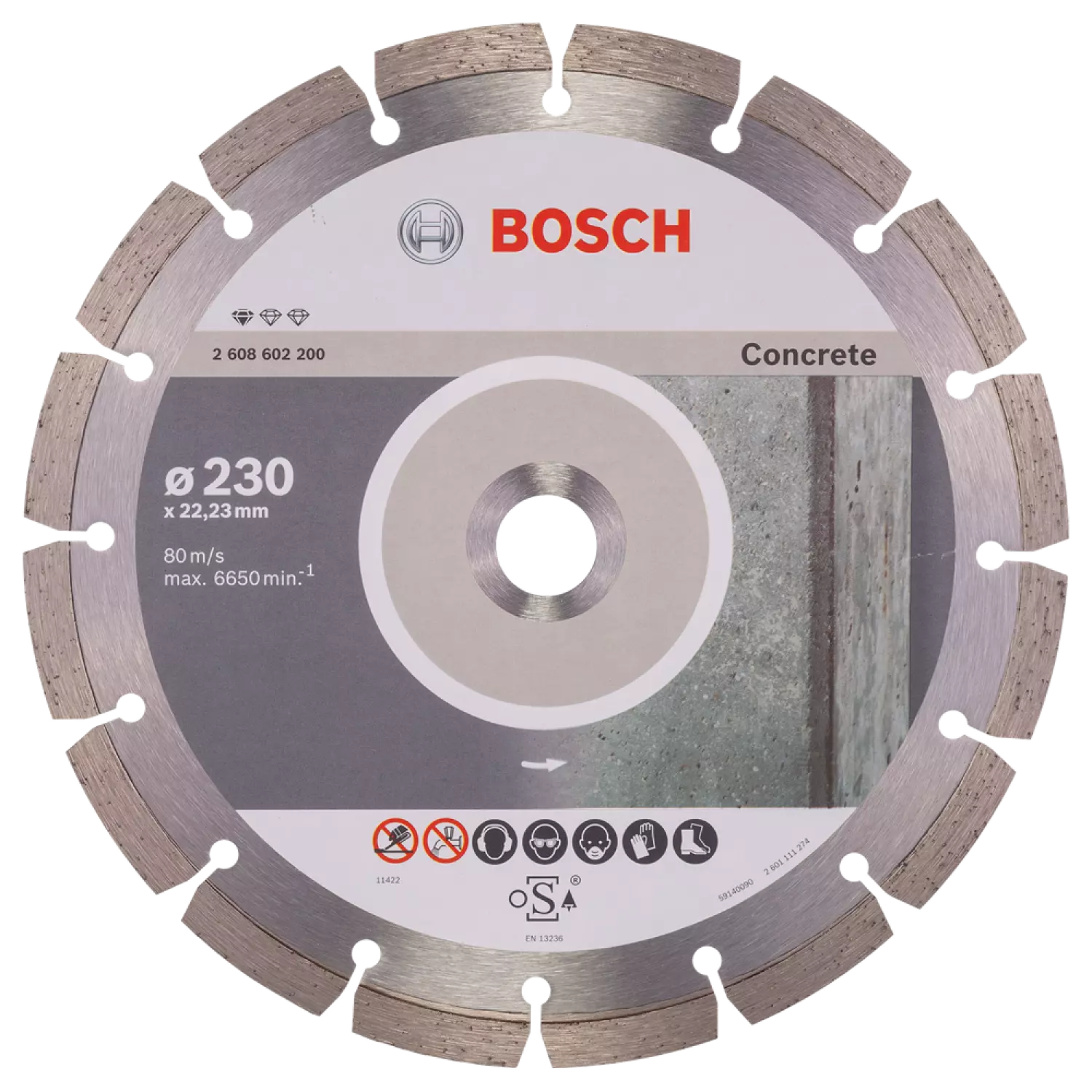 Bosch 2608602200 - Disque à tronçonner diamanté Standard for Concrete 230 x 22,23 x 2,3 x 10 mm-image