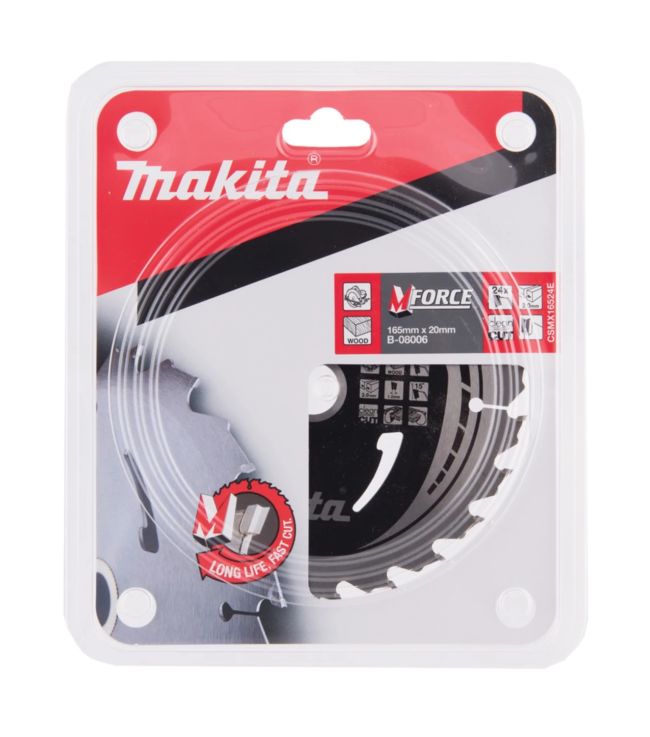 Makita A-89632 Lame carbure - MForce - 165 x 20 - 24 dents - Bois-image