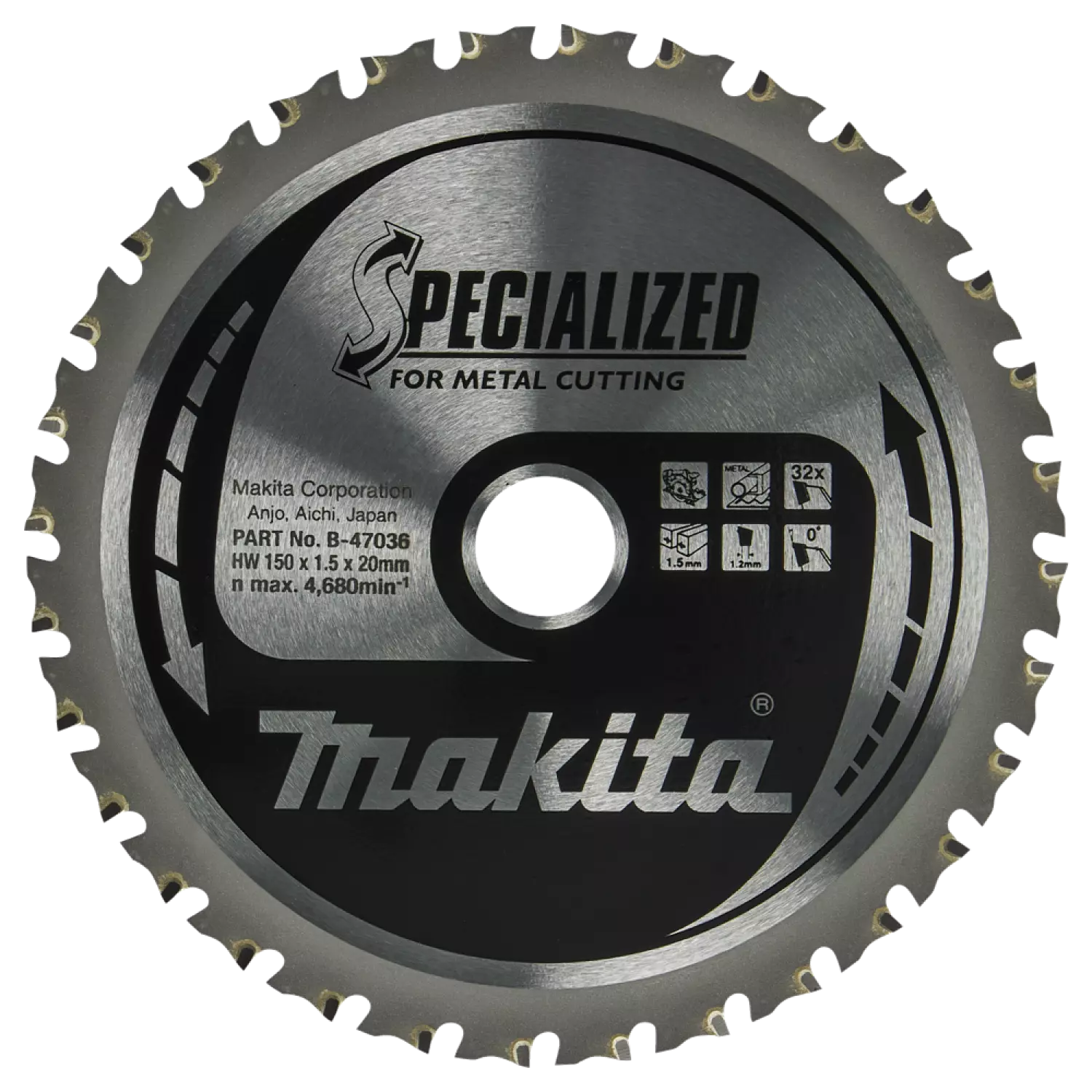 Makita B-46296 Lame de scie circulaire - 150 x 20 - 32 dents - Métal-image