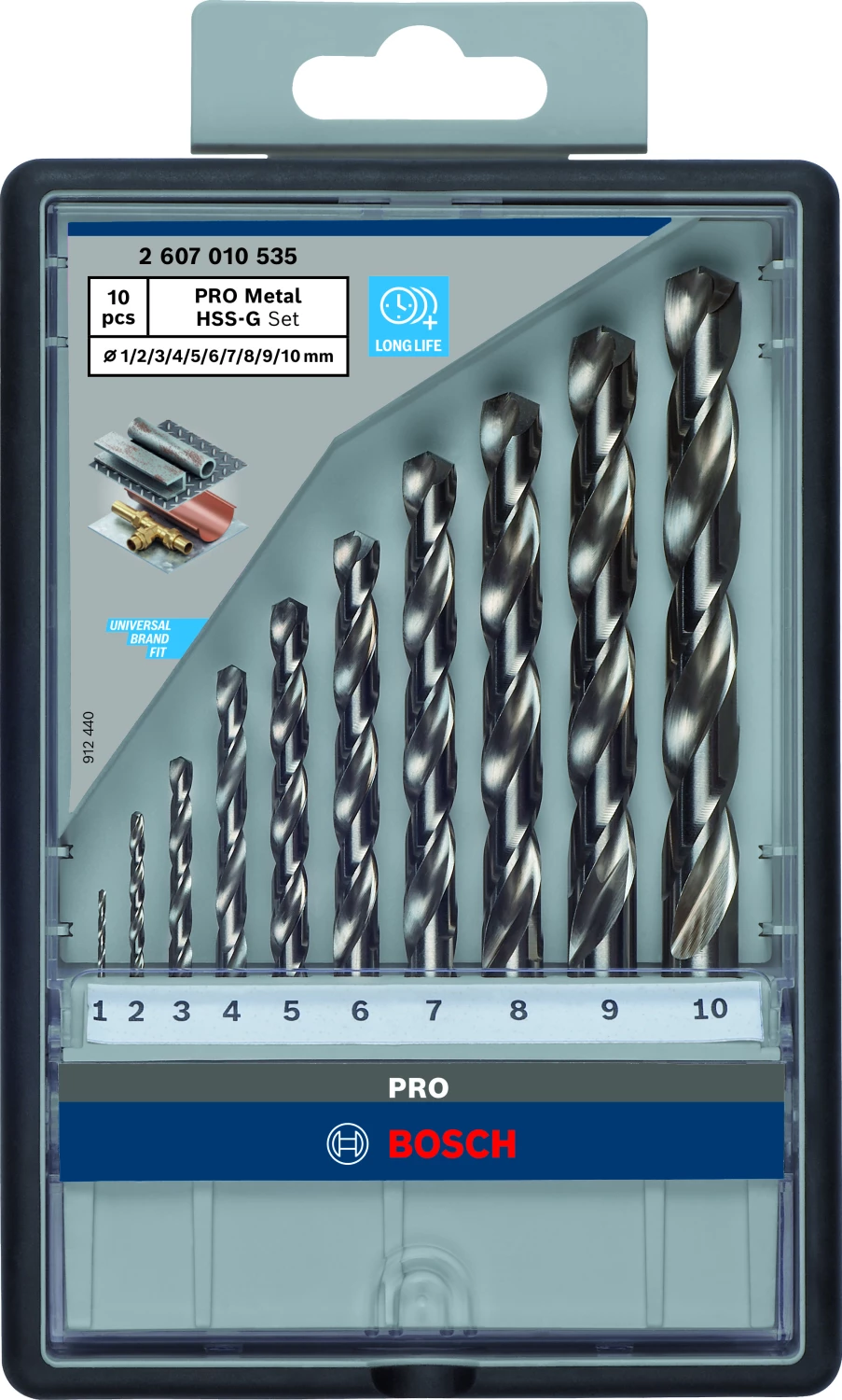 Bosch 2607010535 - Set 10 pièces foret à métaux Robust Line HSS-G 135° 1; 2; 3; 4; 5; 6; 7; 8; 9; 10 mm-image