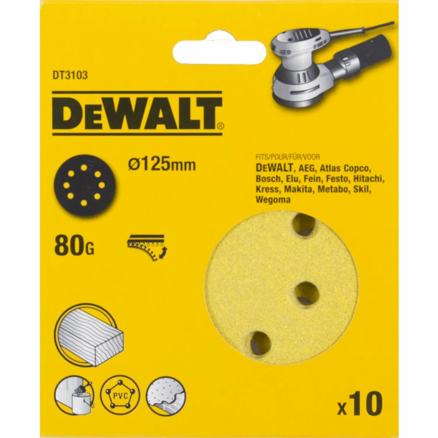 DeWalt DT3103 Schuurschijf - K80 - 125mm (10st)-image