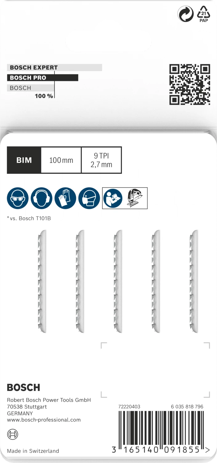 Bosch 2608634234 - Lame de scie sauteuse T101 BF Clean for Hard Wood 5x-image