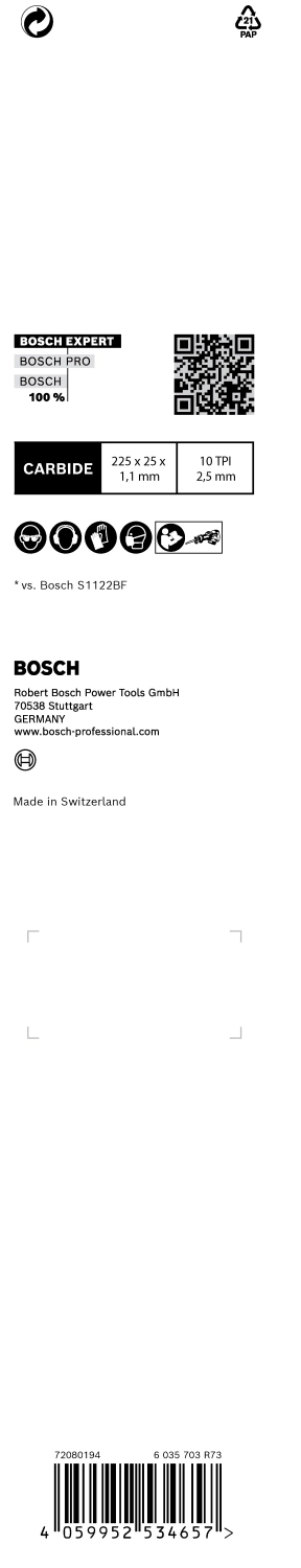 Bosch 2608900375 EXPERT Reciprozaagblad S1155HHM - Medium-Thick Tough Metal (3st)-image