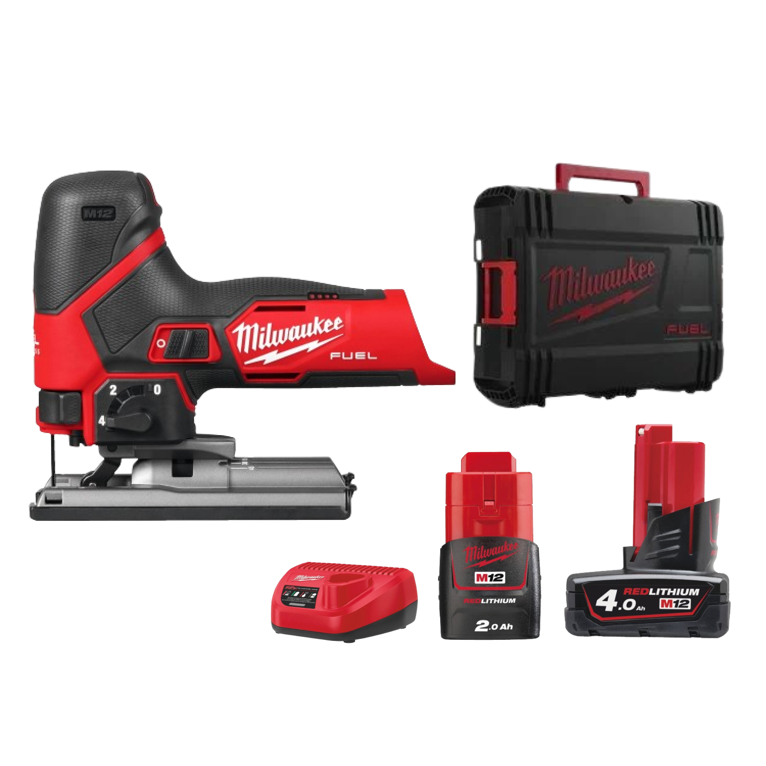 Milwaukee M12 FJS-422X 12V Li-Ion Batterie (1x 4,0Ah, 1x 2,0Ah) Decoupeerzaagmachine Scie sauteuse in HD Box - Sans charbon-image