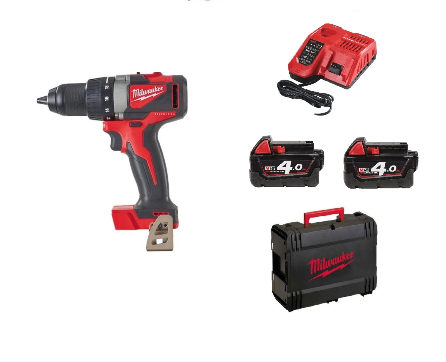 Milwaukee M18 BLDD2-402X 18V Li-Ion accu schroefboormachine set in HD-box - koolborstelloos - 82Nm-image