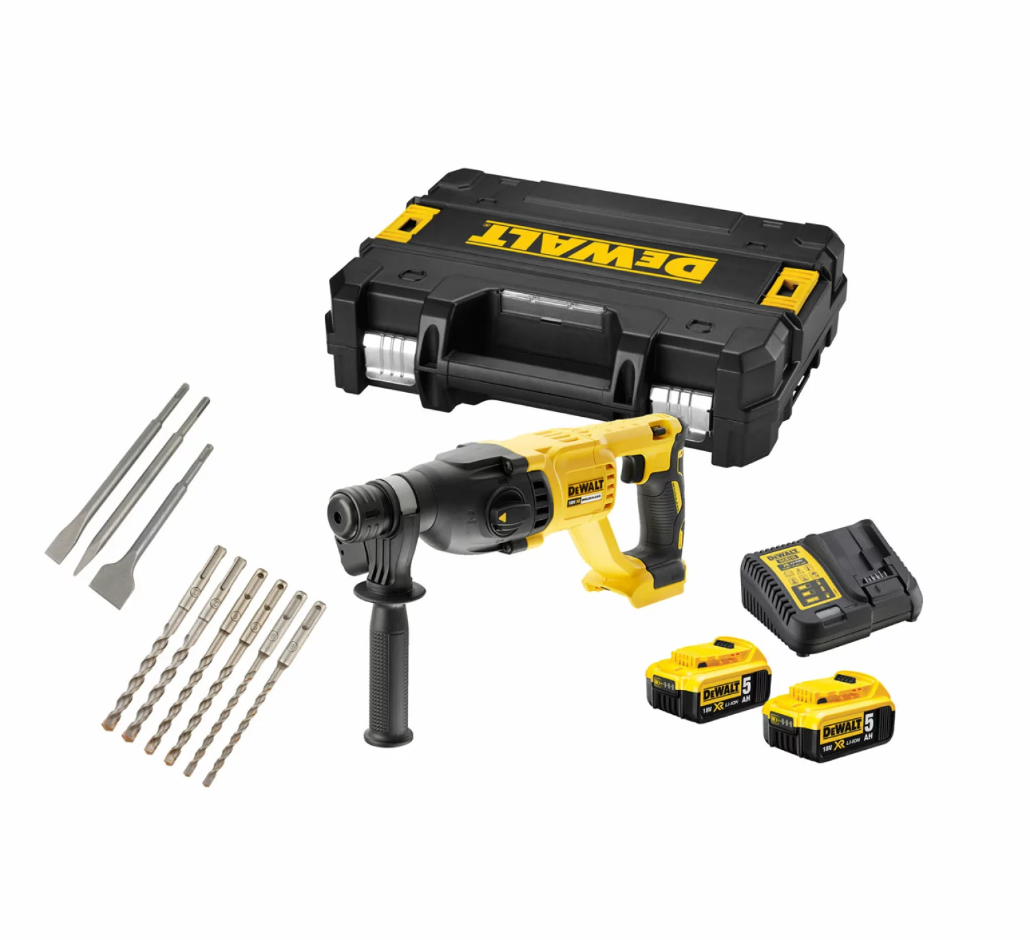 DeWALT DCH133P2X Perforateur SDS-plus à batteries 18V Li-Ion (2x batterie 5.0Ah) dans TSTAK - 2,6J-image