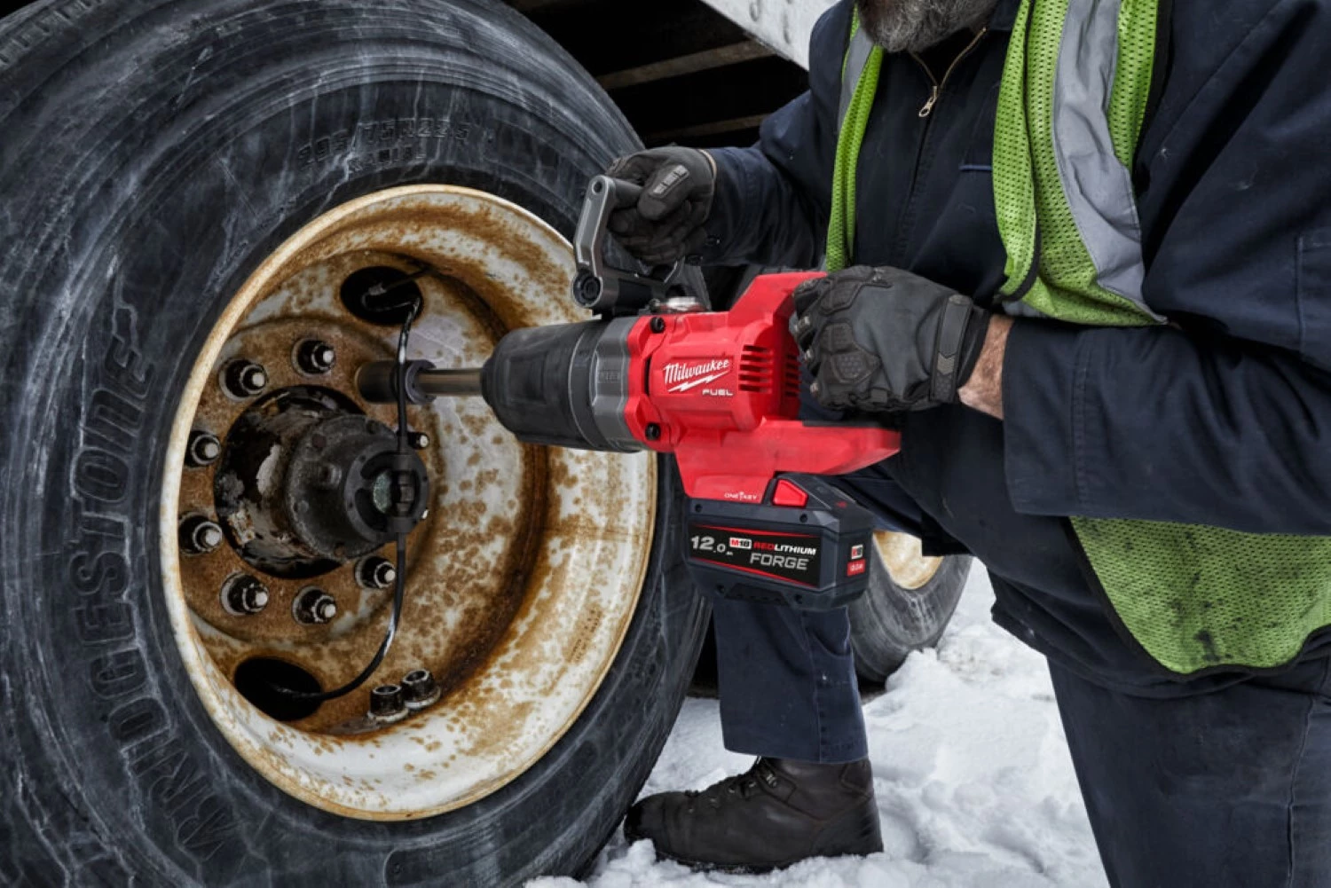 Milwaukee M18 ONEFHIWF1D-121C 18V Li-ion accu slagmoersleutel met frictiering en verlengde as set (1x 12.0Ah accu) in koffer - 1'' - 2711Nm-image