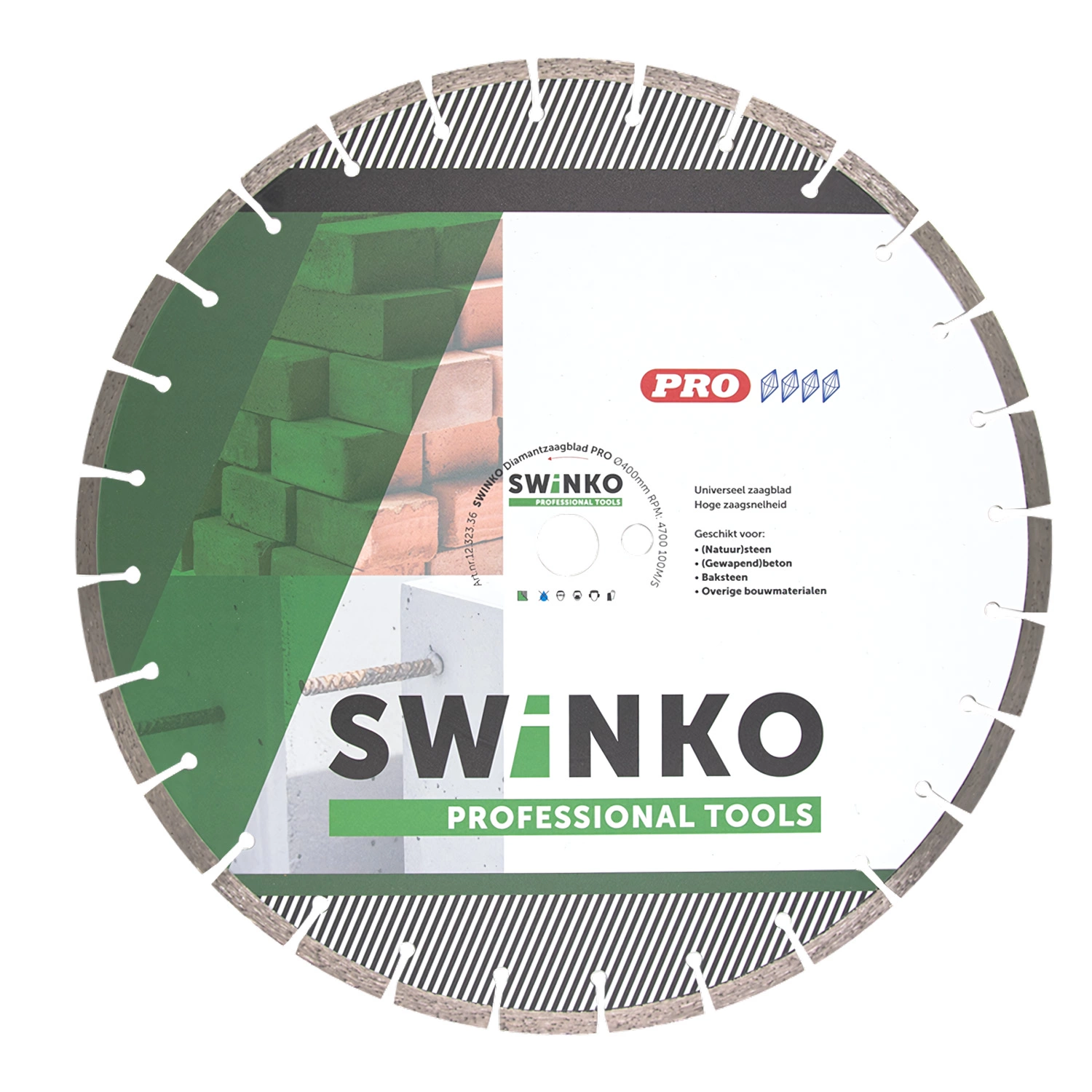 Swinko 12.323.36 Premium Diamantzaagblad voor nat/droogzagen - 400 x 25,4 - Universeel-image