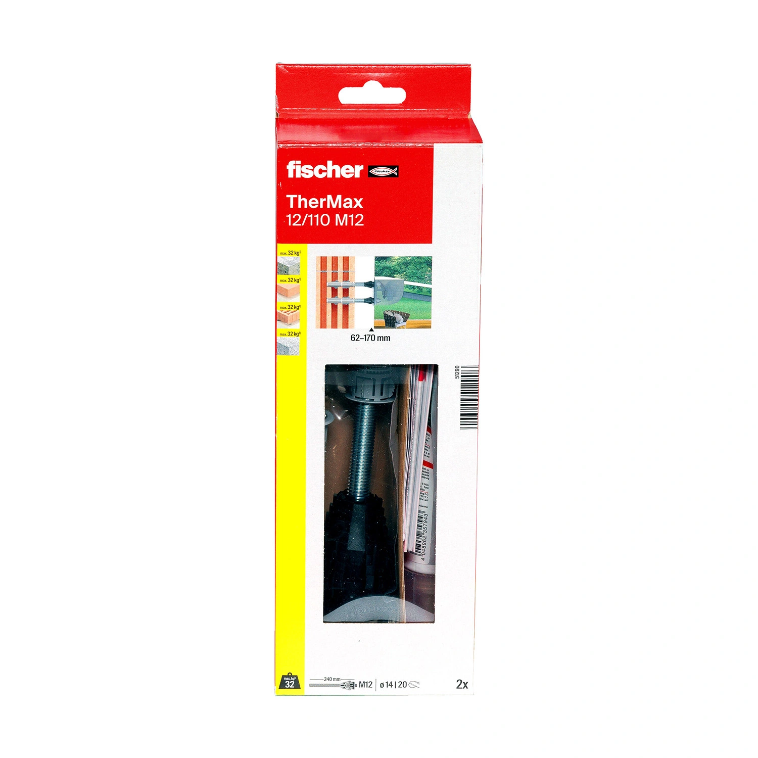 Fischer 51290 TherMax 12/110 M12 thermisch gescheiden afstandsmontage (2st)