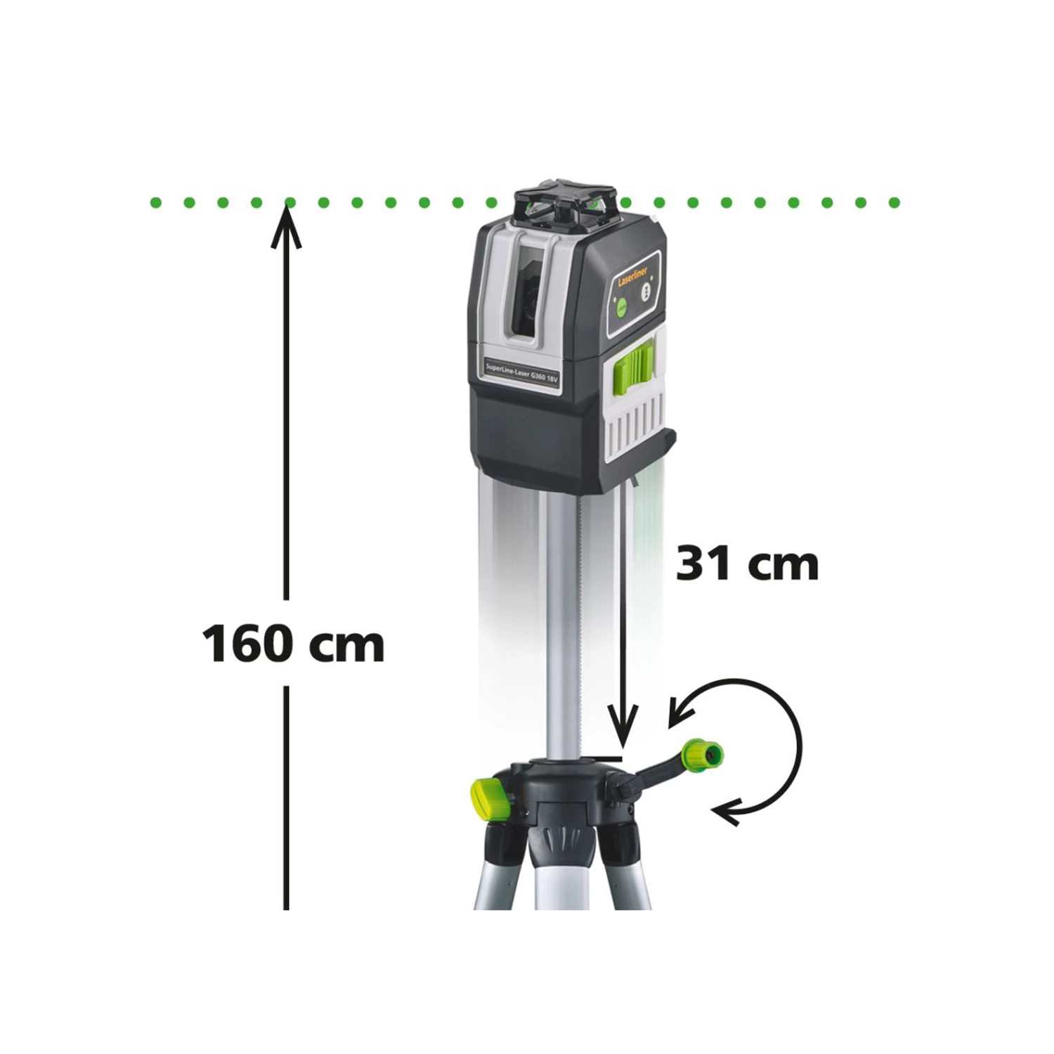 Laserliner SuperLine-Laser G360 Multi-18V Kruislijnlaser incl. statief in tas - 2 lijnen - groen - 30m-image