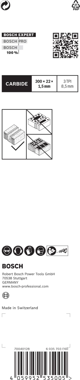 Bosch EXPERT 2608900410 - EXPERT Lame de scie sabre S1241HM Aerated Concrete-image