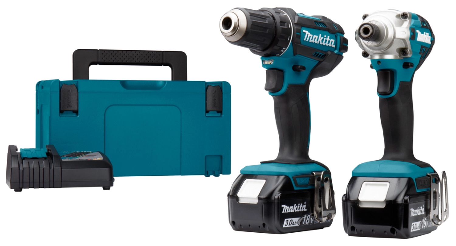 Makita DLX2339J Pack outils sans-fil - 18V Li-ion - Visseuse - perceuse (DDF482) et Visseuse à percussion (DTD156) - 2 batteries 3,0 ah - Mbox-image