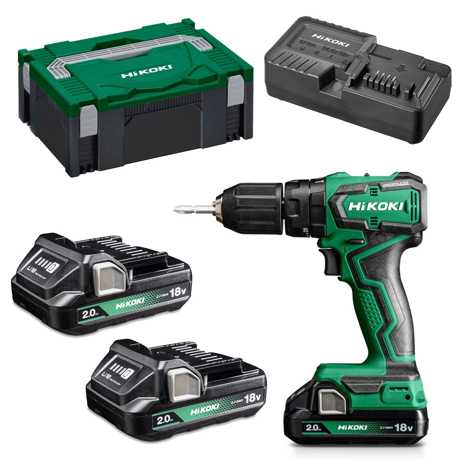 HiKOKI DV18DDWRZ Perceuse-visseuse à percussion - 18V avec 2x 2.0Ah batteries et chargeur en HSC II-image