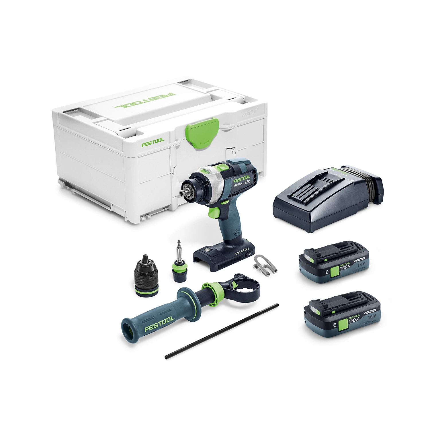Festool 579371 QUADRIVE TPC 18/4 TBX4,0 I-Plus Li-ion accu klopboormachines set (2 x 4,0Ah) in systainer