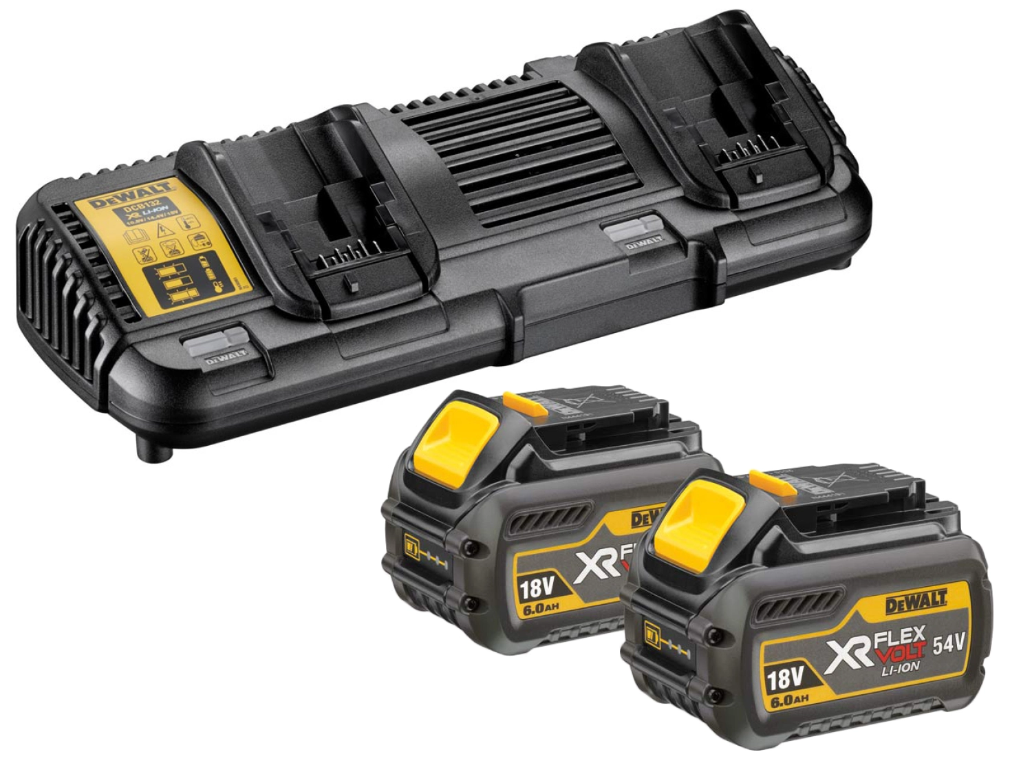 DeWALT DCB132T2 18V / 54V FlexVolt Li-Ion accu starterset (2x 6.0Ah) + duolader-image