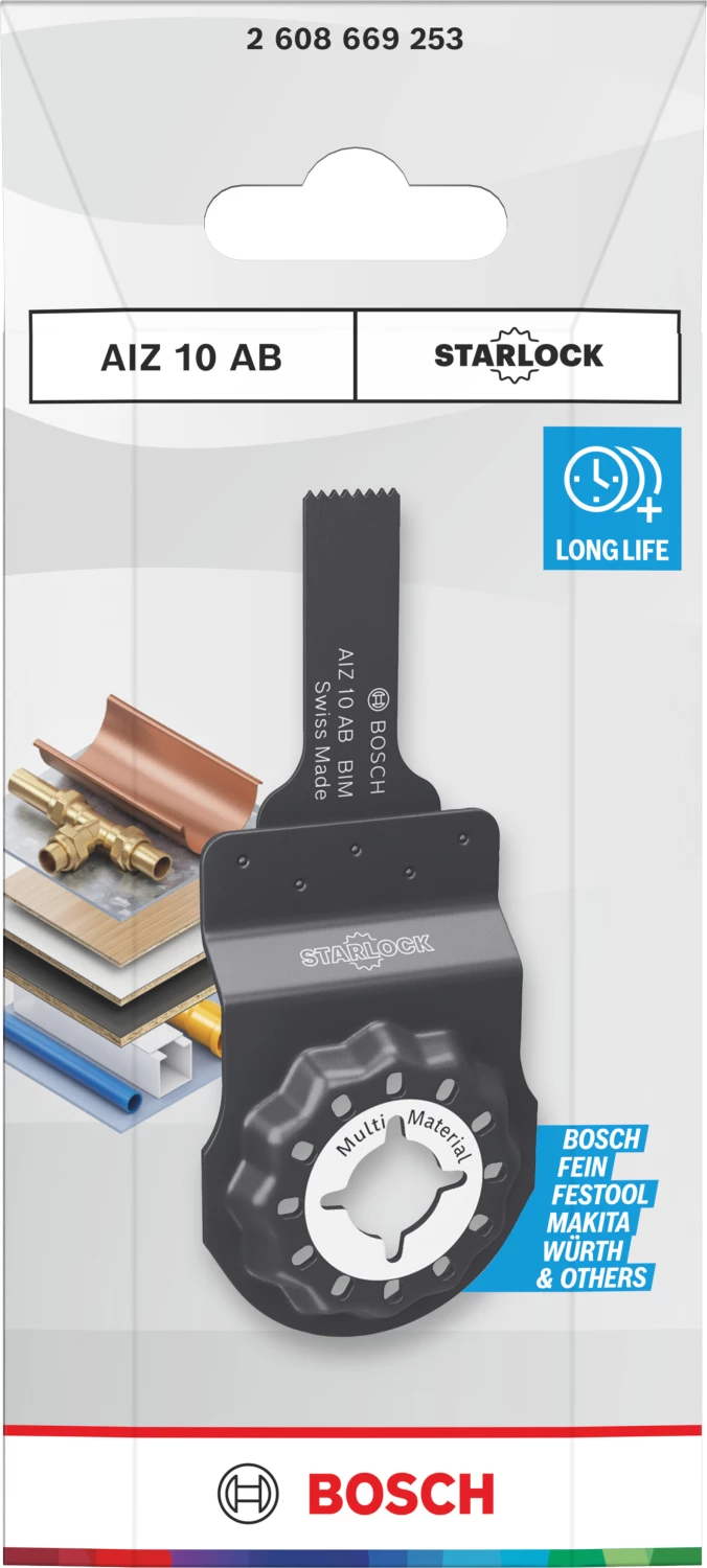 Bosch AIZ 10 AB Lame de scie plongeante standard pour outil multifonctions pour le bois et les métaux non ferreux (1 pièce)-image