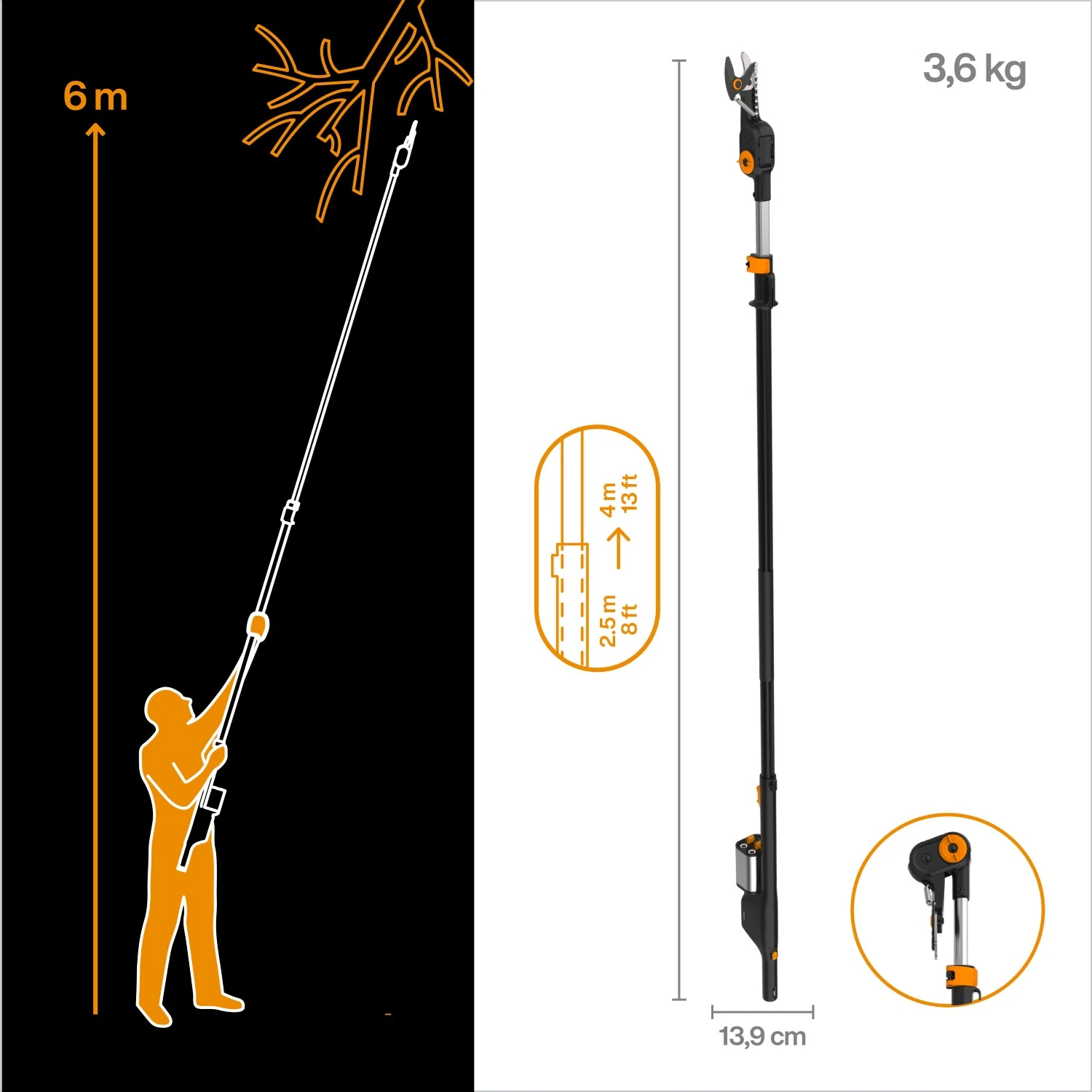 Fiskars accu snoeigiraffe bypass telescopisch body