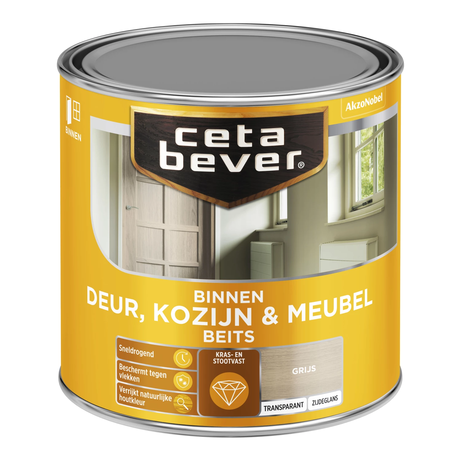 Cetabever Binnenbeits Deuren & Kozijnen Transparant Zijdeglans - Grijs - 250ml-image